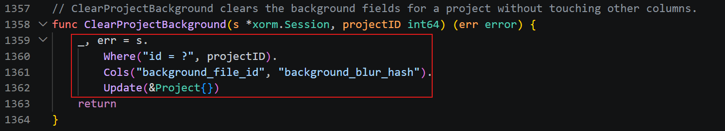 ClearProjectBackground updating background_file_id and background_blur_hash for the project.
